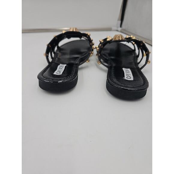 Cape Robbin Flat Open Toe Open Heel Gold Studed Sandals Size 6.5 - Picture 3 of 5